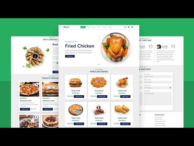 Complete Responsive Food / Restaurant Website Design Using HTML / CSS / JAVASCRIPT - From Scratch