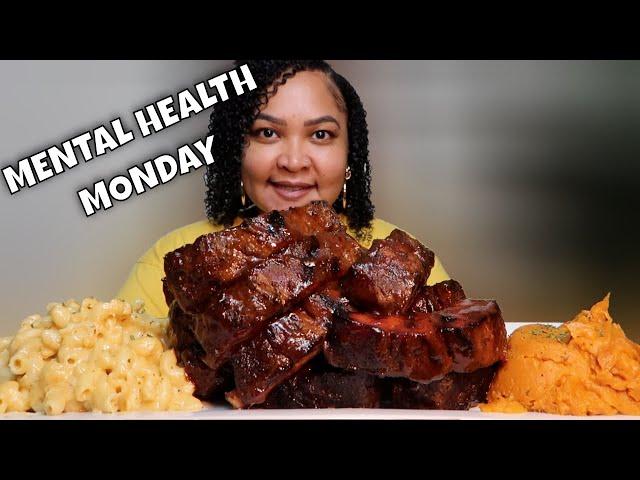 BBQ SOUL FOOD MUKBANG BBQ RIBS AND CREAMY MAC AND CHEESE | Shai Snacks