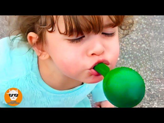 Most Adorable Baby Struggling to Attempt Balloon Inflate || Just Funniest