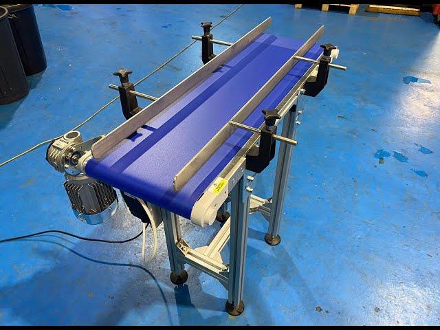 Aluminium Belt Conveyor with adjustable side guides at C Trak Ltd