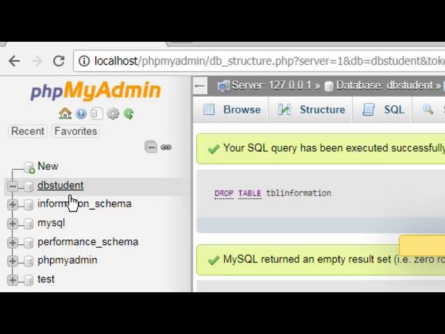 6. Delete Table and Database using MySQL in XAMPP