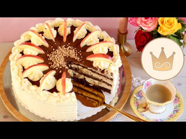  BAKE A HEAVENLY WINTER APPLE CAKE WITH CHOCOLATE BISCUIT AND APPLE CREAM!  RECIPE BY SUGARPRIN...