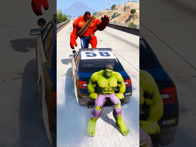 RED HULK BROTHERS SAVES POLICE CAR FROM CAR THEFT VENOM! Part 4  #gta5 #shorts