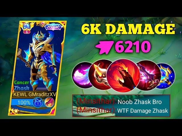 100% HYPER ZHASKINSANE 6K DAMAGE (BRUTAL DAMAGE) ZHASK BEST ITEM BUILD 2023 | MOBILE LEGENDS