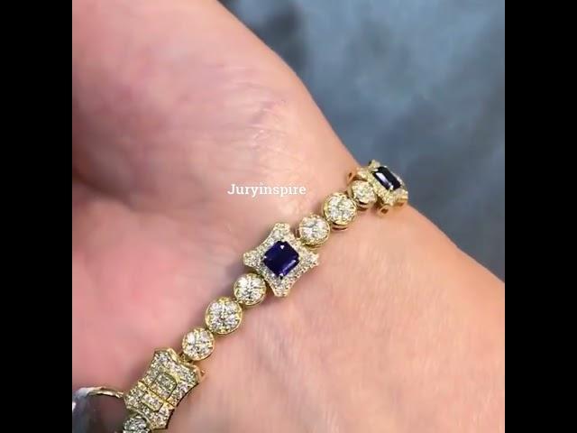 4.77ctw Asscher Cut Sapphire Tennis Bracelet