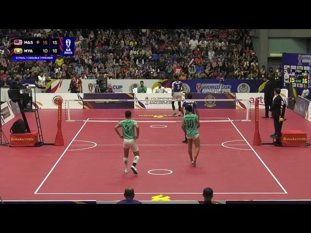 Malaysia vs Myanmar - SF1 - Double - Premier -  ISTAF Sepaktakraw World Cup Kuala Lumpur 2024