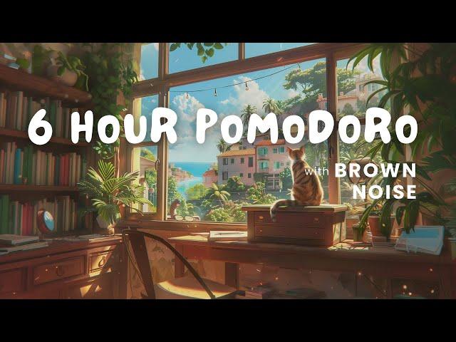 6 Hour Pomodoro | 50 Minute Intervals | with BROWN NOISE for ADHD Focus 