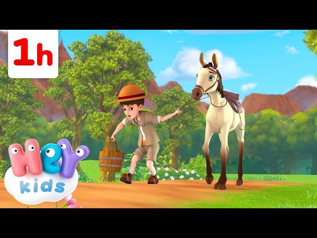 Caballito y Más | ¡ Una Hora ! | Canción de Animales | HeyKids - Canciones infantiles