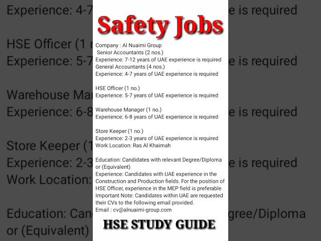 HSE Officer Jobs | Safety Jobs | HSE STUDY GUIDE