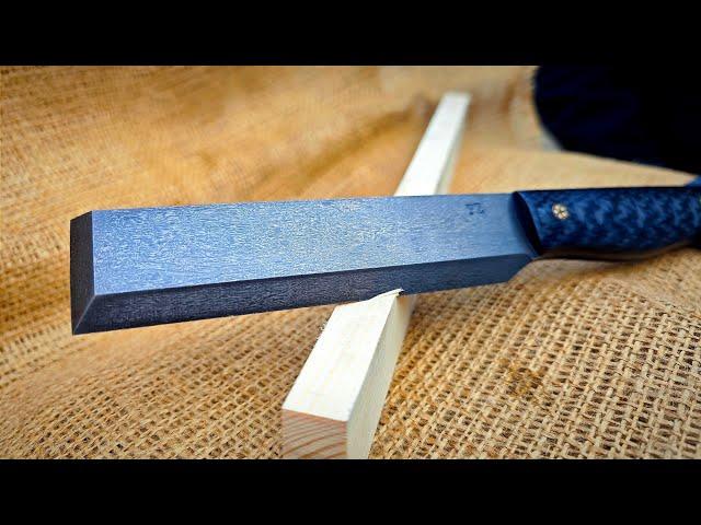 Wootz steel from a band saw on wood. Making a chisel knife