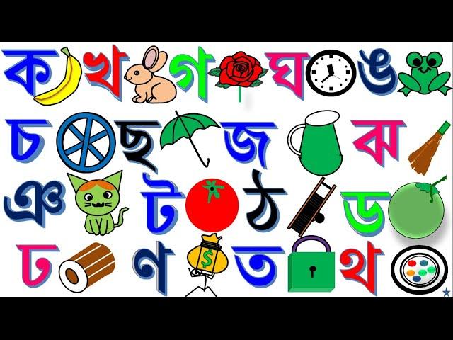 বাংলা বর্ণমালা ক খ গ ঘ ঙ চ ছ জ ঝ ঞ ট ঠ ড ঢ ণ ত থ দ ধ ন প ফ ব /Ka kha ga gha Uma Bangla Banjonborno