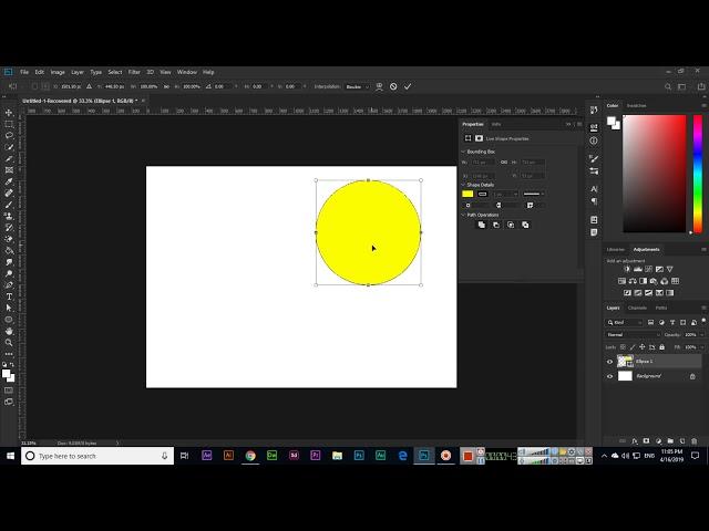 Ellipse Tool - Adobe Photoshop CC 2019