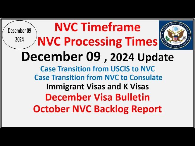 NVC Processing Times As of December 09, 2024 | December Visa Bulletin | October NVC Backlog Report