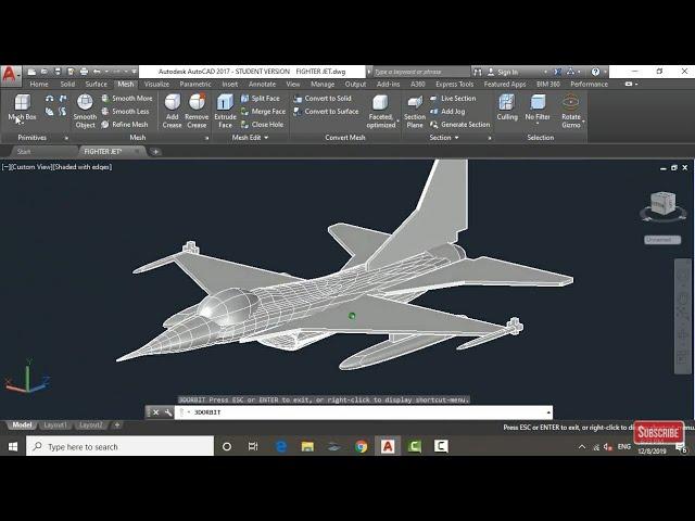 HOW TO DESIGN A 3D JET FIGHTER IN AUTOCAD | AUTOCAD 2017