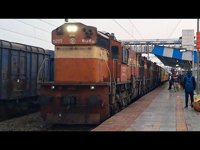 Energetic ride of alco twins GTL wdm3d 11255 11376 tremendously hauling RMM okha | GTL wdm3d