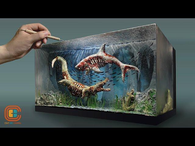 How To Make Zombie Crocodile vs Zombie Shark Diorama / Thalassophobia Polymer Clay / Resin Art