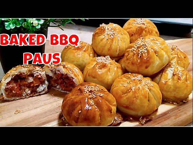 Crispy and Flaky Baked BBQ Buns/Baked Siew Pau/Siu Bao/Seremban Siew Pau/Monica's Singapore Kitchen