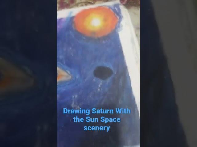 Drawing the planet Saturn With  the Sun Space scenery #HMPGamingParmar  #Shorts
