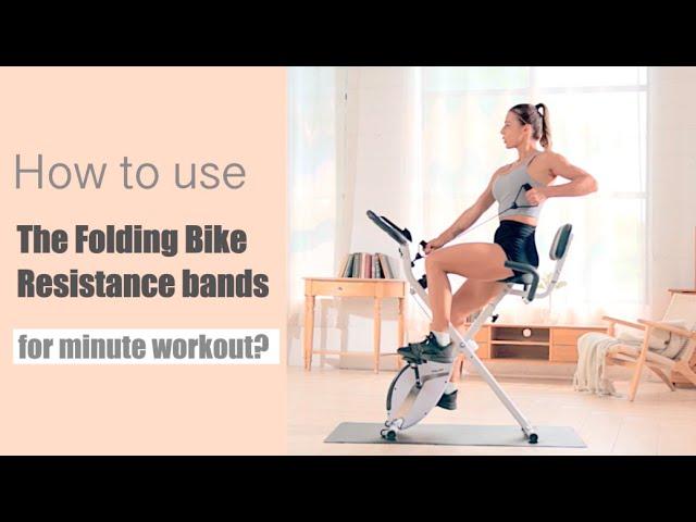 How to use the Folding Bike resistance bands for minute workout?