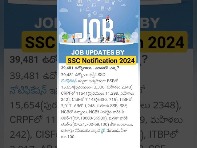 SSC Jobs Notification 2024