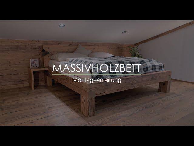 Massivholz Balkenbett im Altholzdesign | Aufbauanleitung Bettgestell | SUN WOOD