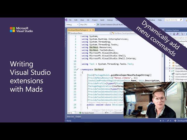 Writing Visual Studio Extensions with Mads - Dynamically add menu commands