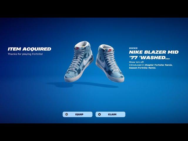 How to Get Nike Blazer Mid 77 Washed Denim Kicks NOW FREE In Fortnite!