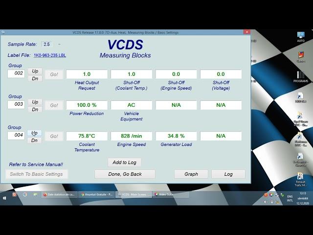 VCDS - Seat Leon 2.0TDi - Aux Heating - Measuring Blocks