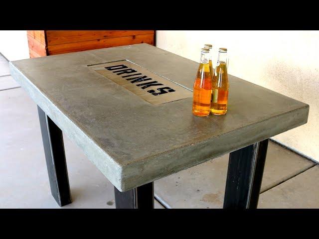 Concrete Countertop Table with DRINK TRAY - DIY