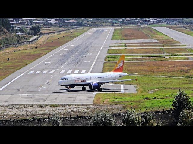 Drukair Airbus A319 Taxi and Takeoff from Paro’s Runway 15 in Gusty Winds!