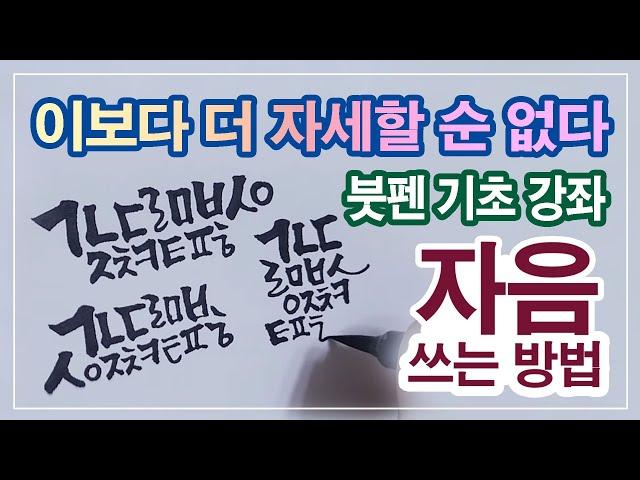 붓펜 캘리그라피 기초 강좌 / 자음 쓰는 방법