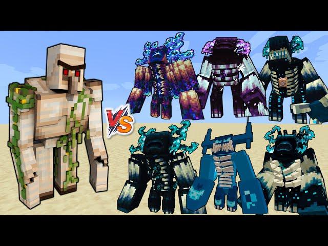 OP Mutant Iron Golem vs Warden Evolution - OP Iron Golem vs All Wardens