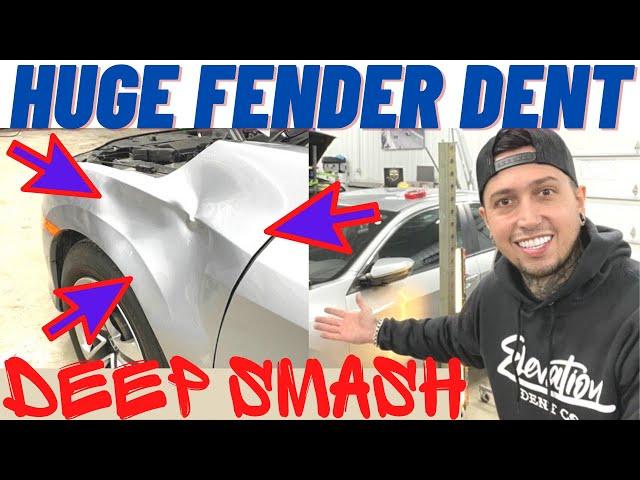 Huge fender dent repair | pdr deep smash