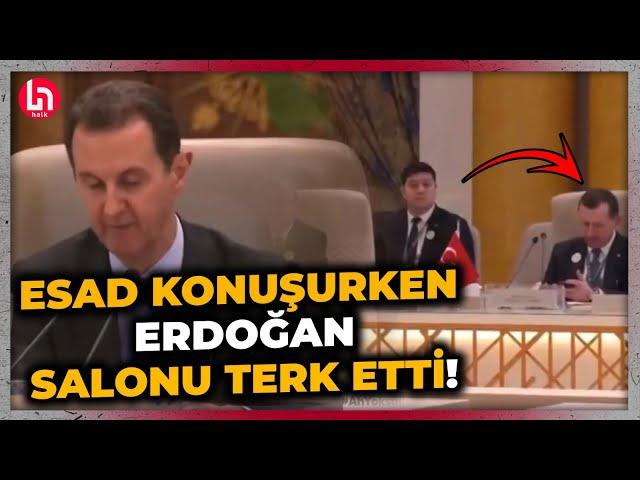 Erdoğan ile Esad 1 yıl sonra aynı kareye girdi, Esad konuştuğu esnada Erdoğan salonu terk etti!