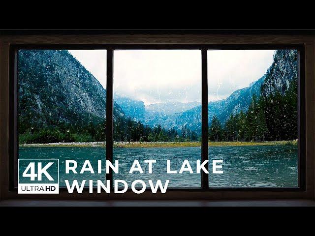 Rain at lake window view - Relaxing, Calming, Ambience, cosy (asmr)