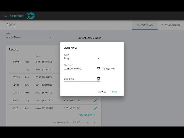 HOW TO: Logging Rest & Duty in Sentinel