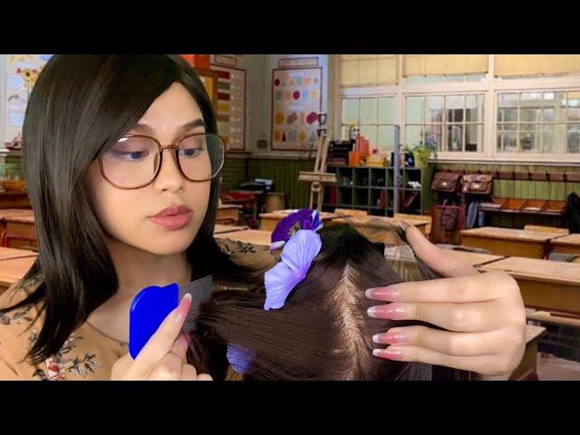 ASMR Miss Honey Gives U Scalp Check & Scratching + Ear Cleaning (You’re Matilda) plucking, light gum