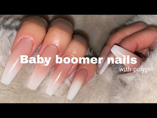 (ENG) 아크릴연장! 냄새때문에 싫다면 폴리젤은 어때요?? Baby boomer nails (with polygel) 셀프젤연장