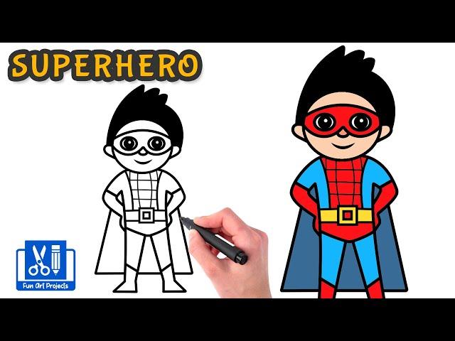 How To Draw A SUPERHERO - Spiderman Kid | Step By Step Drawings