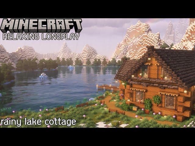 Rainy Lake Cottage - Minecraft Relaxing Longplay (No Commentary)