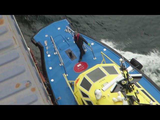 Halifax Atlantic Pilotage Authority Pilots departing CMA CGM Fidelio Container Ship.