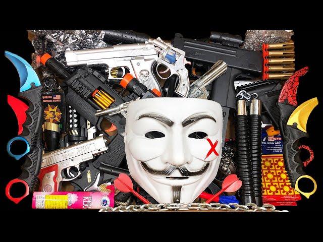 Hacker Weapon Box! Explosives and Dangerous Toy Guns - Sharp Karambit Knives - Box of Toy Guns