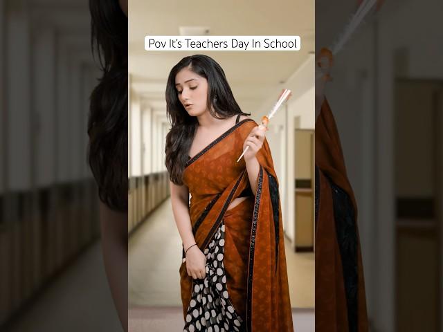 School Girls Wearing Saree First Time on Teachers Day | Saree Struggle | Indian Mom #shorts