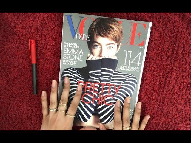 VOGUE Magazine Page Flip (ASMR Whisper / Gum Chewing) TINGLES