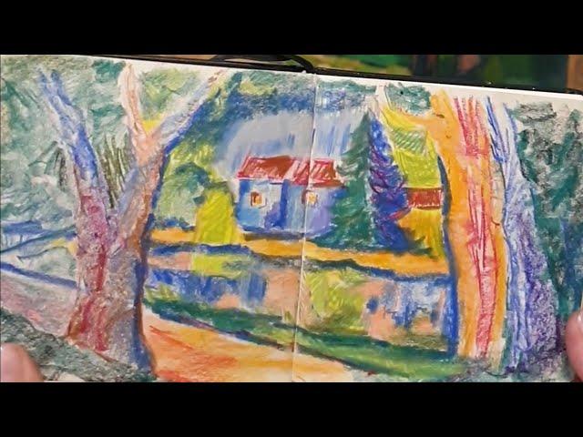 Landscape drawing easy beautiful/How to use neocolor crayons