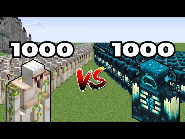 1000 Wardens vs 1000 Iron Golems | Minecraft Mob Battle