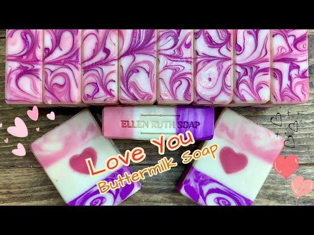 Making  LOVE YOU  Buttermilk CP Soap in Layers + Soap Embed Recipe | Ellen Ruth Soap