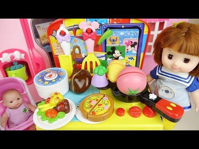 Baby doll and kitchen food cooking play