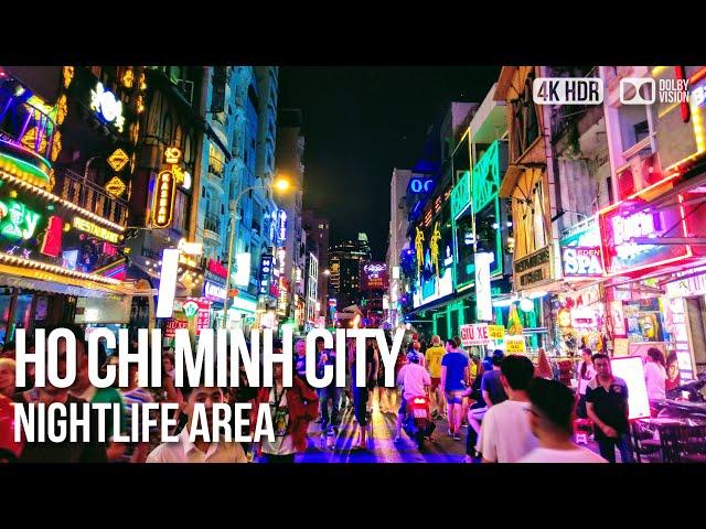 Ho Chi Minh City Nightlife Area, Clubs and Bars -  Vietnam [4K HDR] Walking Tour