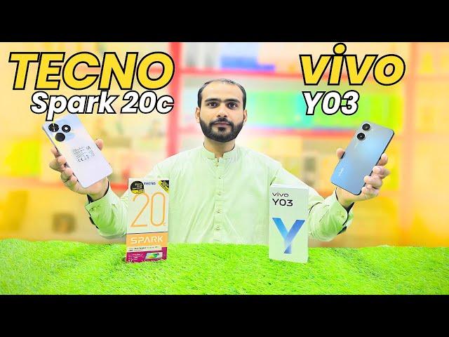 tecno spark 20c vs vivo y03 complete unboxing and review